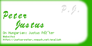 peter justus business card